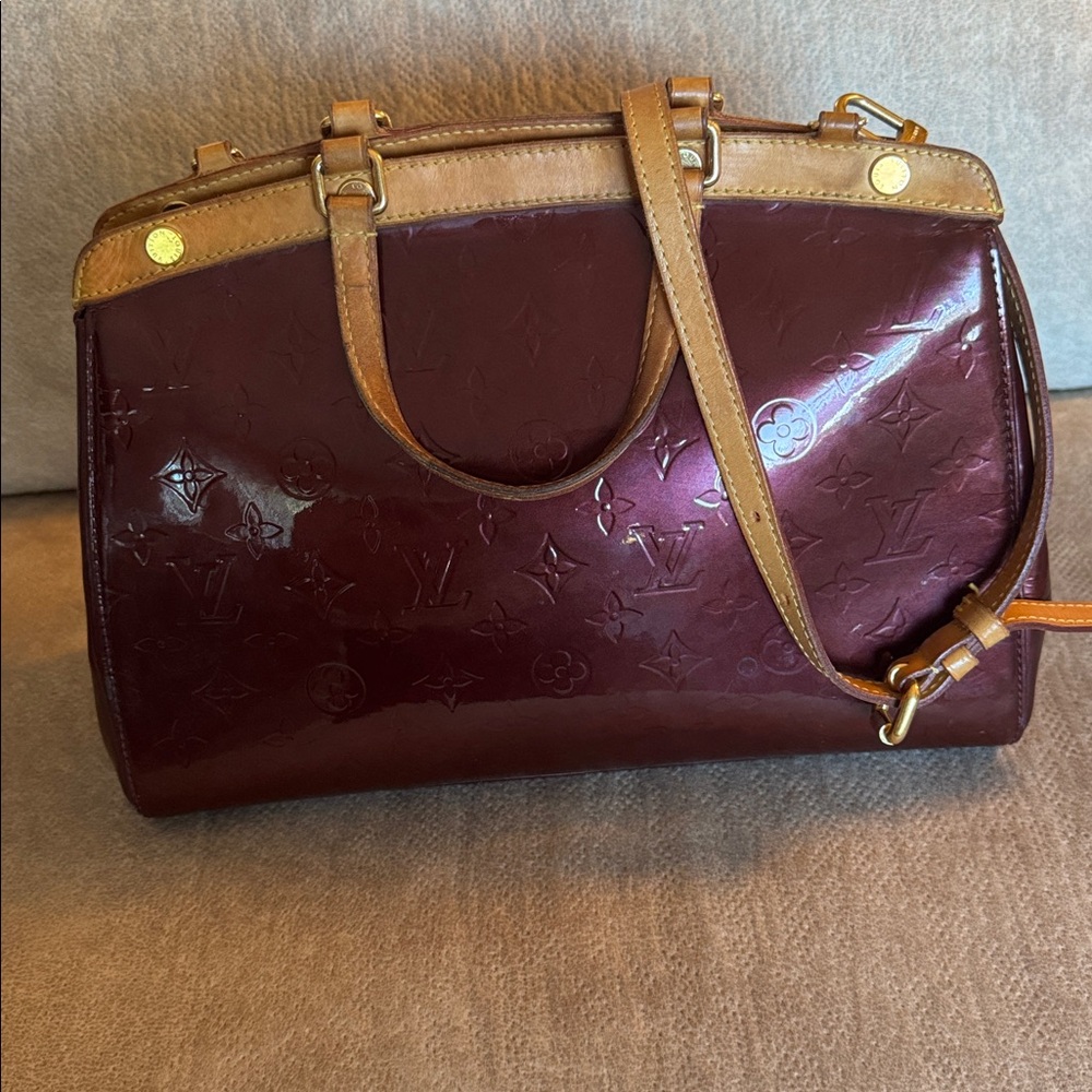 Authentic Louis Vuitton Brea Shoulder Bag MM Amarante Leather Monogram Vernis